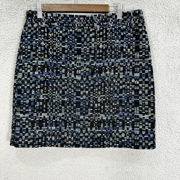 LOFT Mini Skirt Womens‎ 10 Black Tweed Speckled Boho Twee Office Career Preppy - Picture 1 of 7